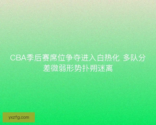 CBA季后赛席位争夺进入白热化 多队分差微弱形势扑朔迷离